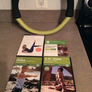 Vintage Gaiam Pilates Yoga and Pilates DVD's and Toning Ring